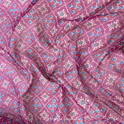 Purple Patola Printed Kota Doria Fabric