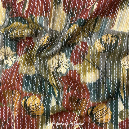 Abstract Floral Printed Self Weave Cotton Fabric