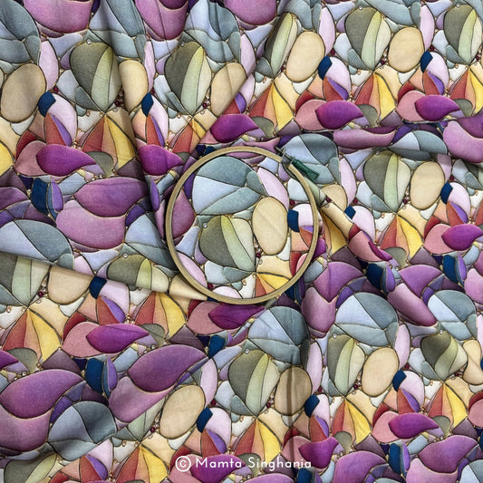 Abstract Printed Malai Cotton Fabric
