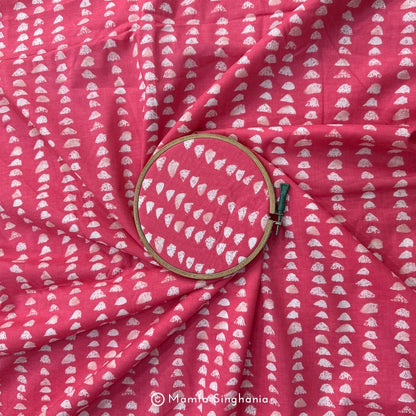 Pink Abstract Printed Cotton Fabric