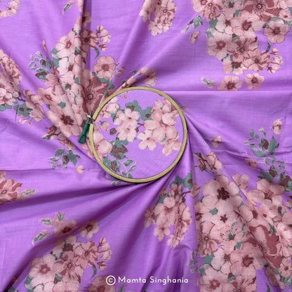 Lilac Floral Printed Cotton Fabric
