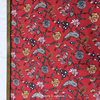 Reddish Floral Printed Cotton Fabric