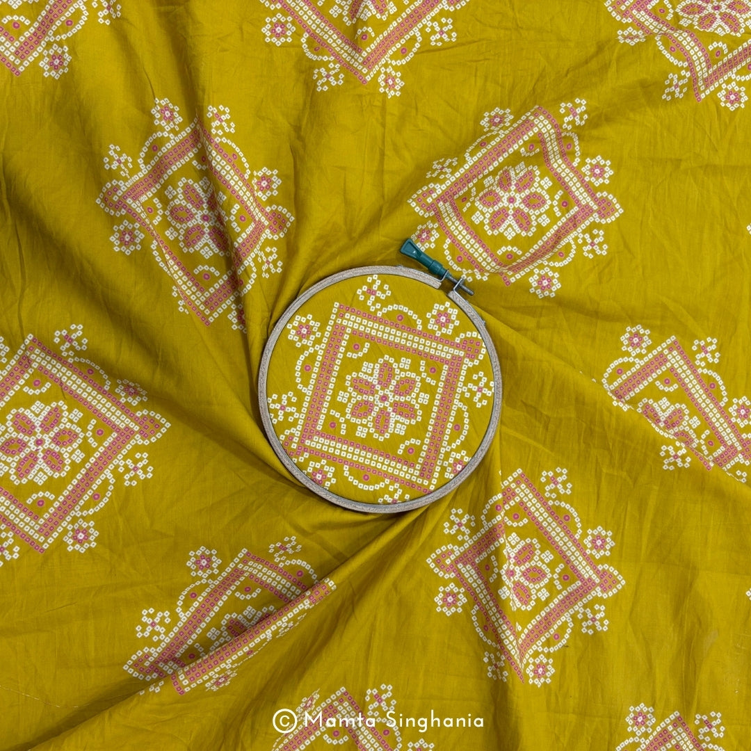 Marigold Yellow Printed Cotton Fabric