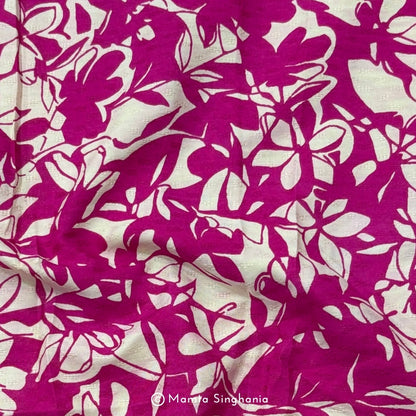 Pink Floral Printed Self-weave Cotton Fabric (56”)