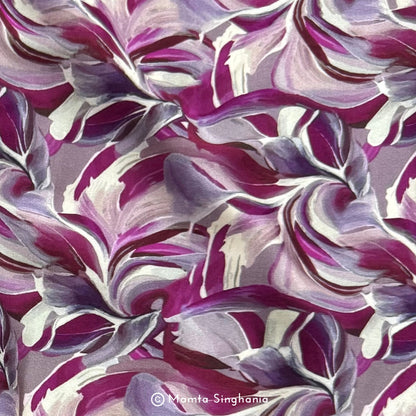 Purple Abstract Printed Modal Satin