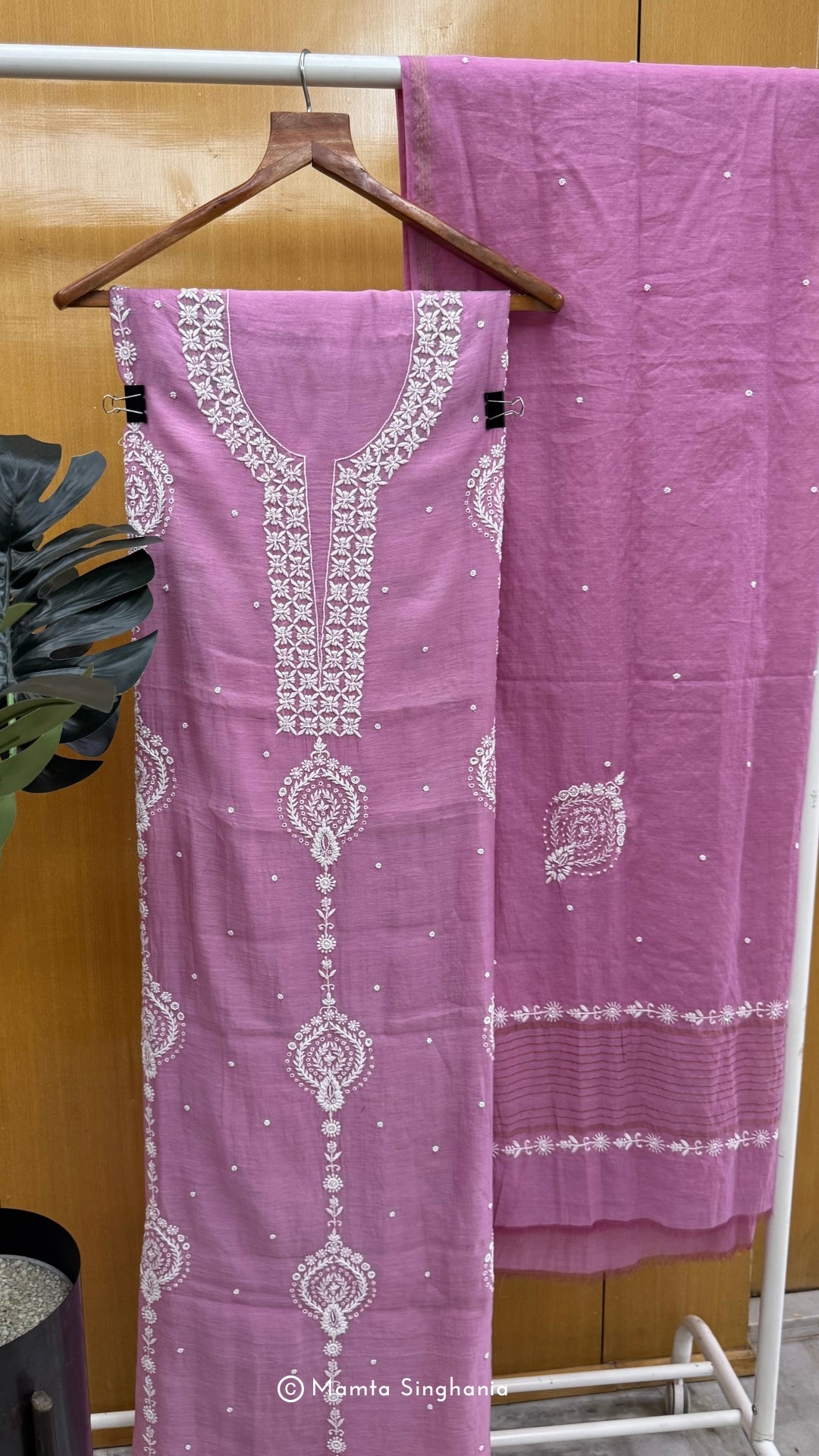 Mauve Unstitched Chikankari Suit Set