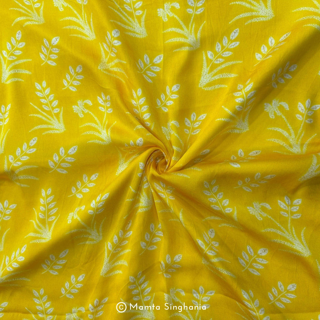 Yellow Shibori Printed Modal Satin