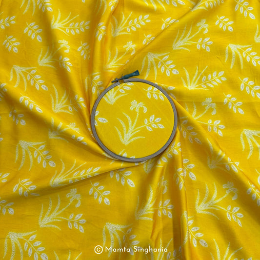 Yellow Shibori Printed Modal Satin