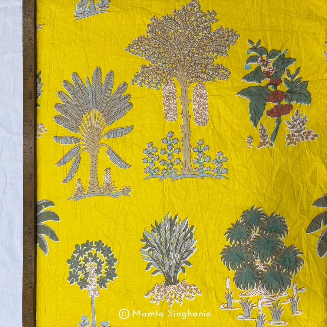 Sunflower Yellow Forest Printed Cotton Fabric