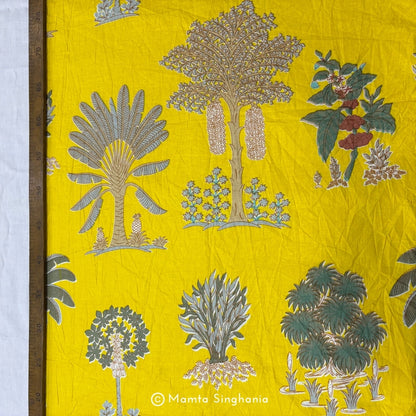 Sunflower Yellow Forest Printed Cotton Fabric