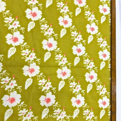 Yellow Floral Printed Cotton Fabric