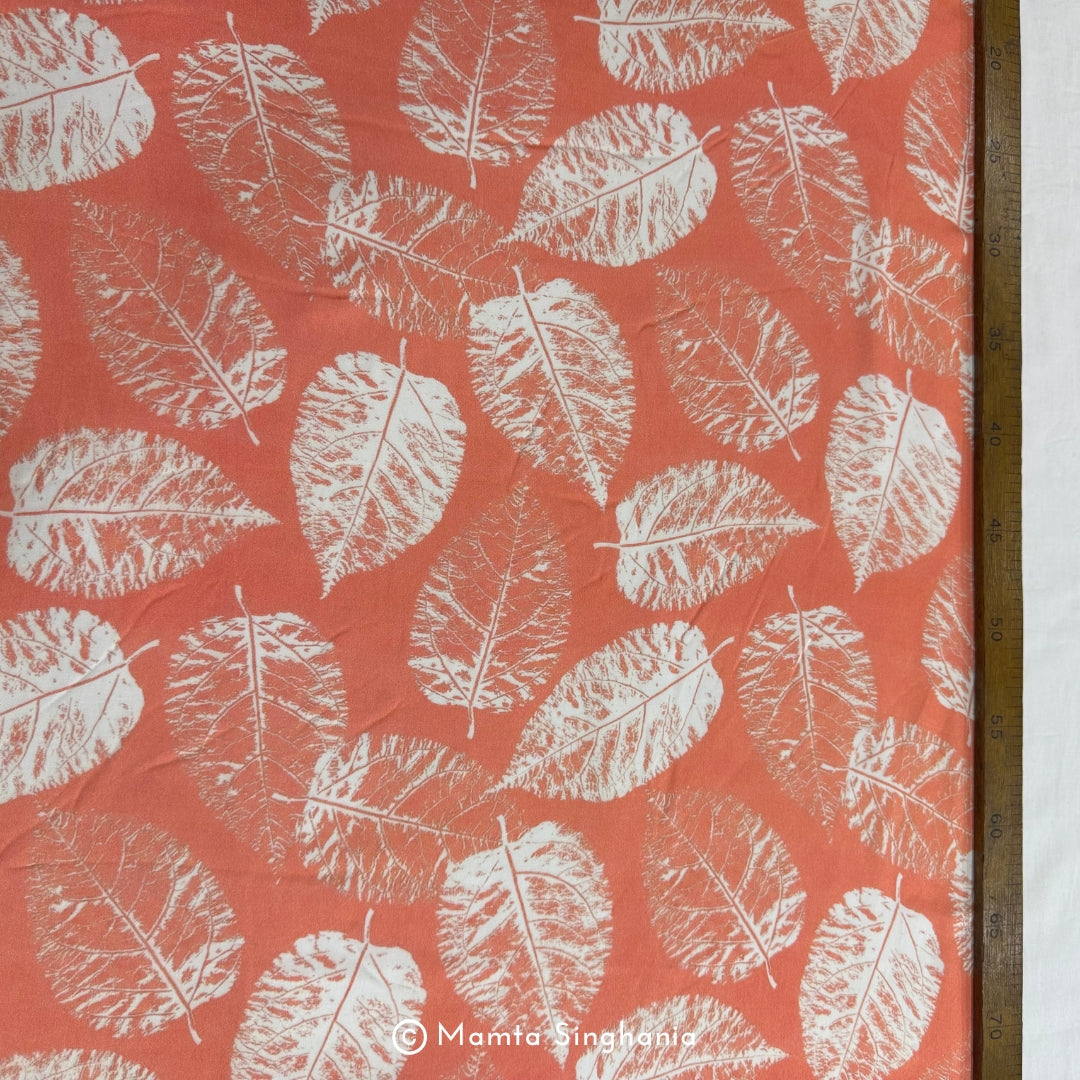 Peach Leaf Printed Modal Satin
