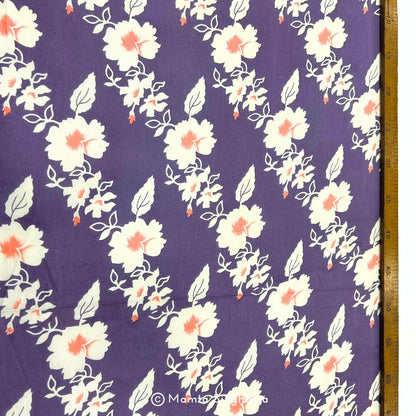 Light Purple Floral Printed Cotton Fabric