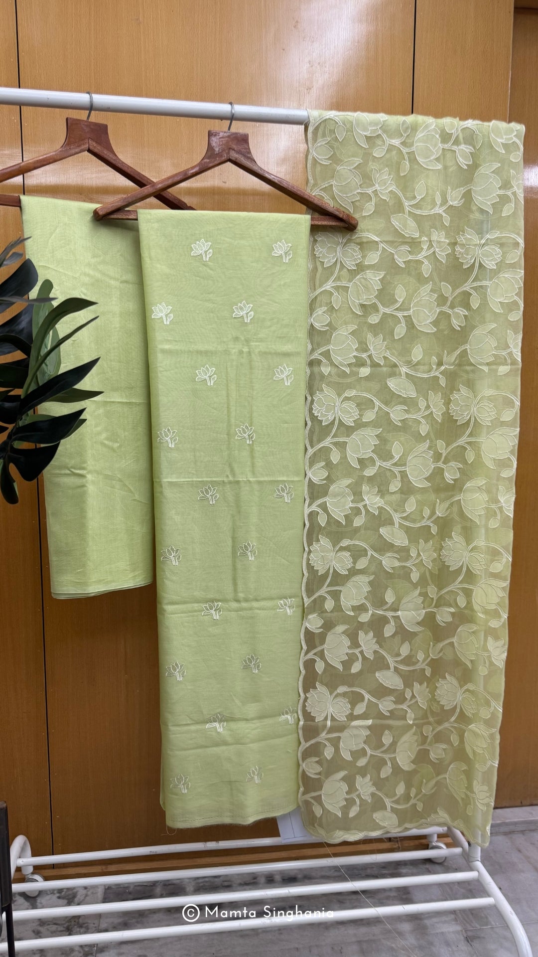 Pastel Green Embroidered Unstitched Suit Set