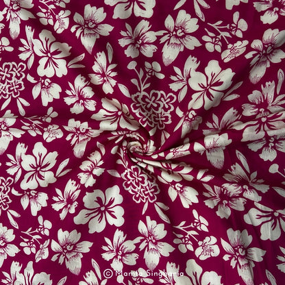 Rani Pink Floral Printed Cotton Fabric