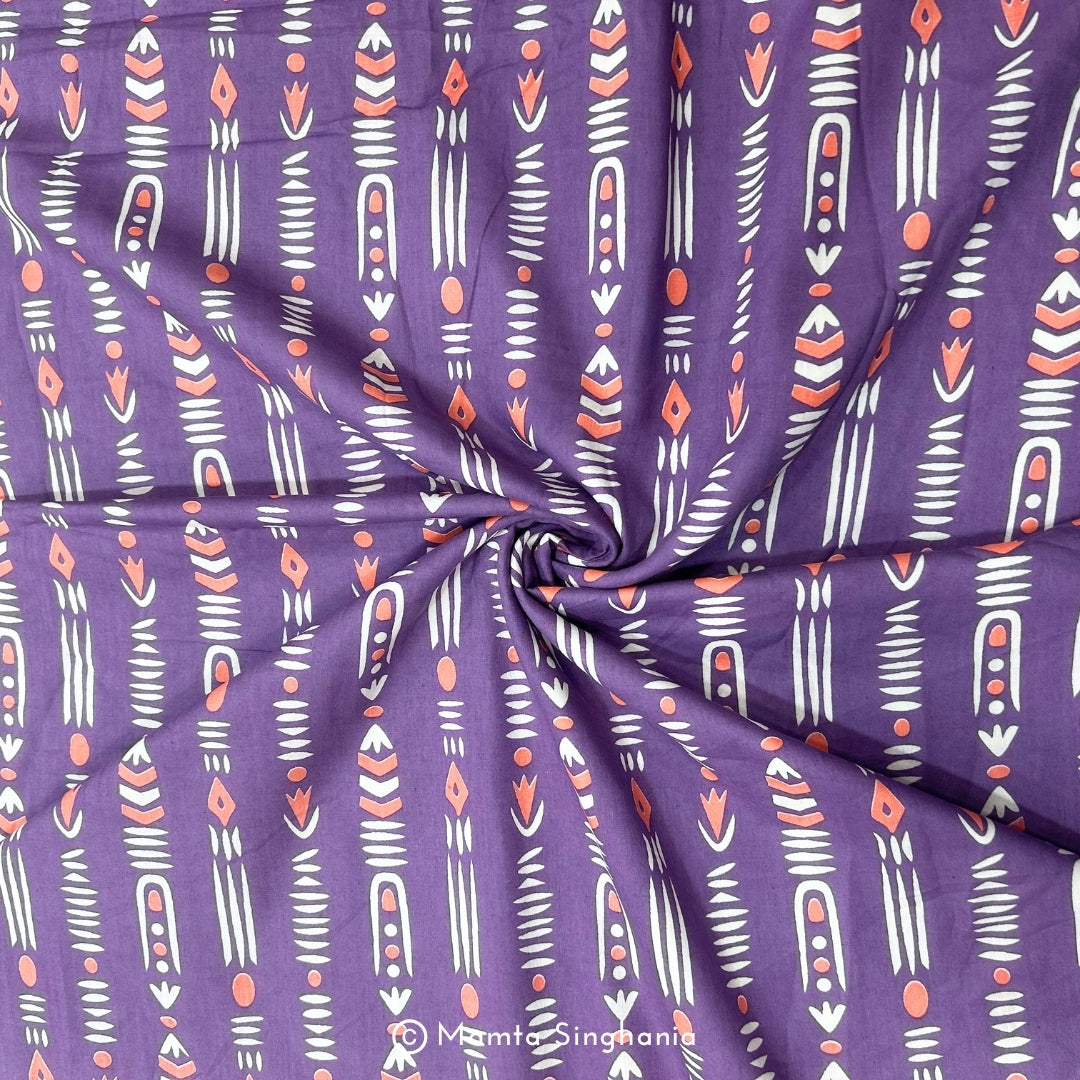 Light Purple Abstract Printed Cotton Fabric