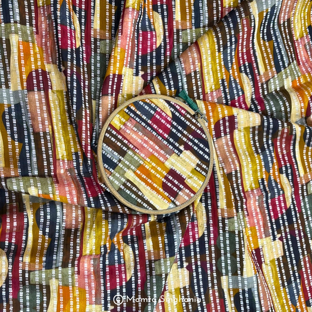 Abstract Printed Self Weave Cotton Fabric