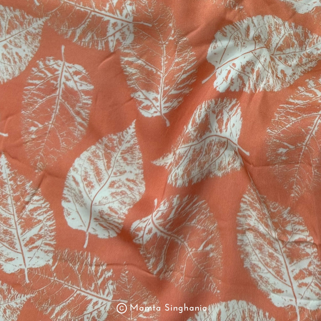 Peach Leaf Printed Modal Satin