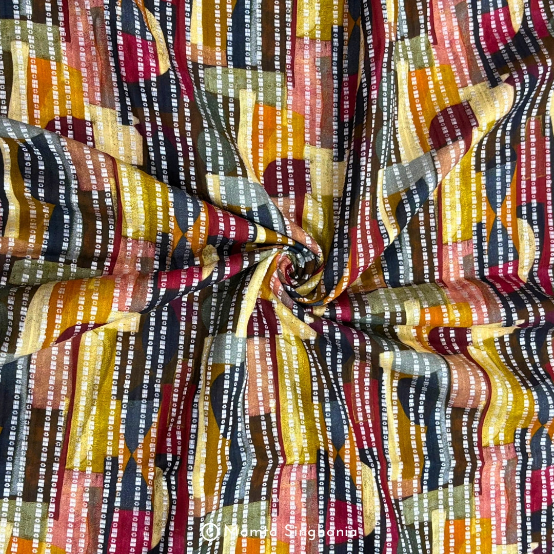 Abstract Printed Self Weave Cotton Fabric
