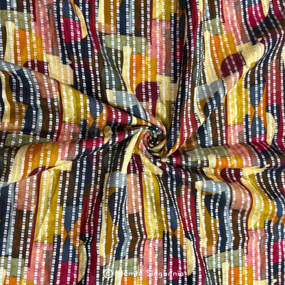 Abstract Printed Self Weave Cotton Fabric