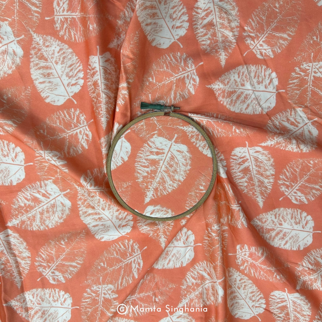 Peach Leaf Printed Modal Satin
