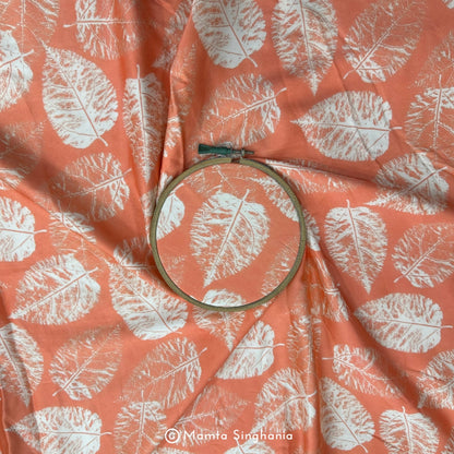 Peach Leaf Printed Modal Satin