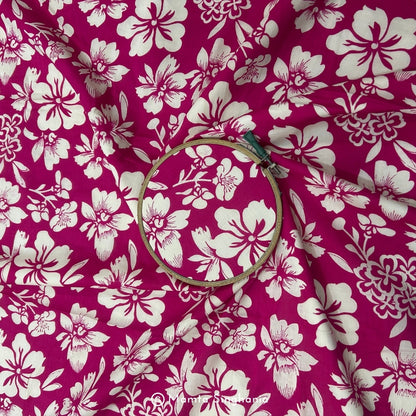 Rani Pink Floral Printed Cotton Fabric