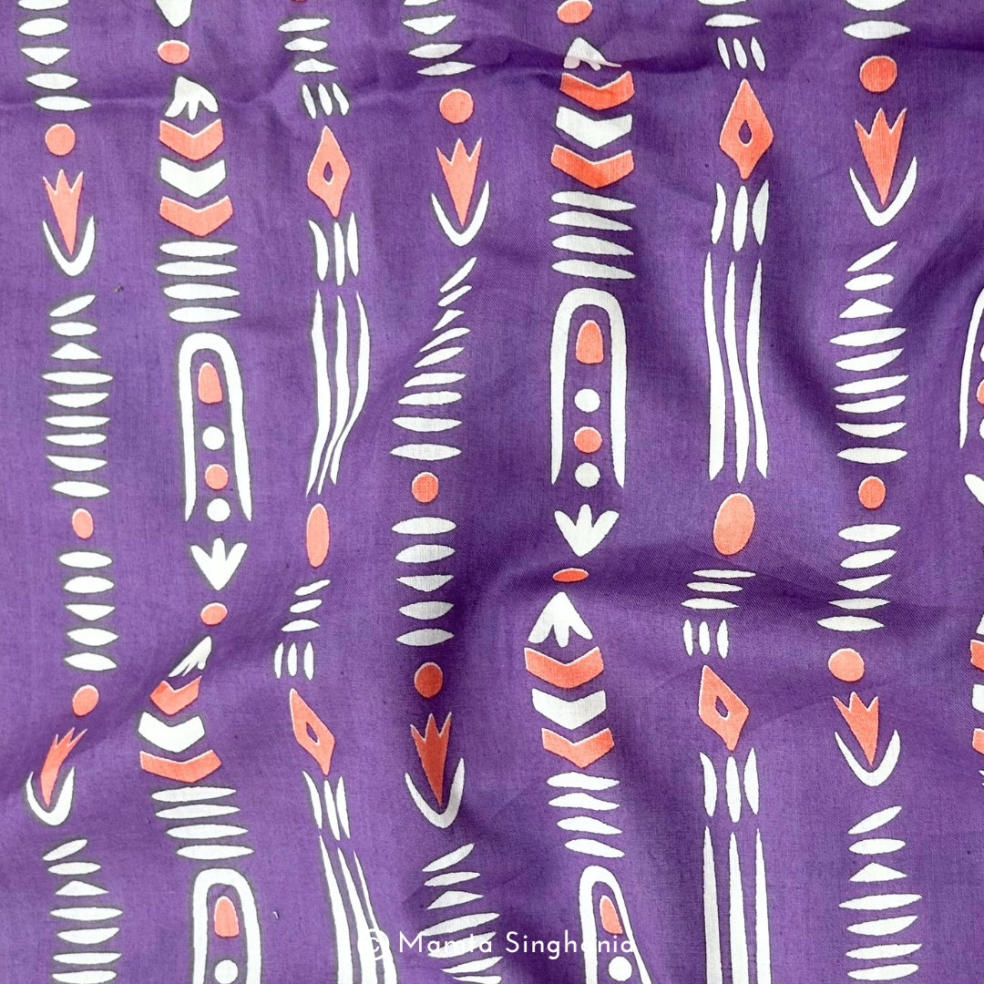 Light Purple Abstract Printed Cotton Fabric