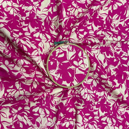 Pink Floral Printed Self-weave Cotton Fabric (56”)
