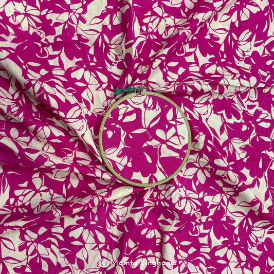 Pink Floral Printed Self-weave Cotton Fabric (56”)