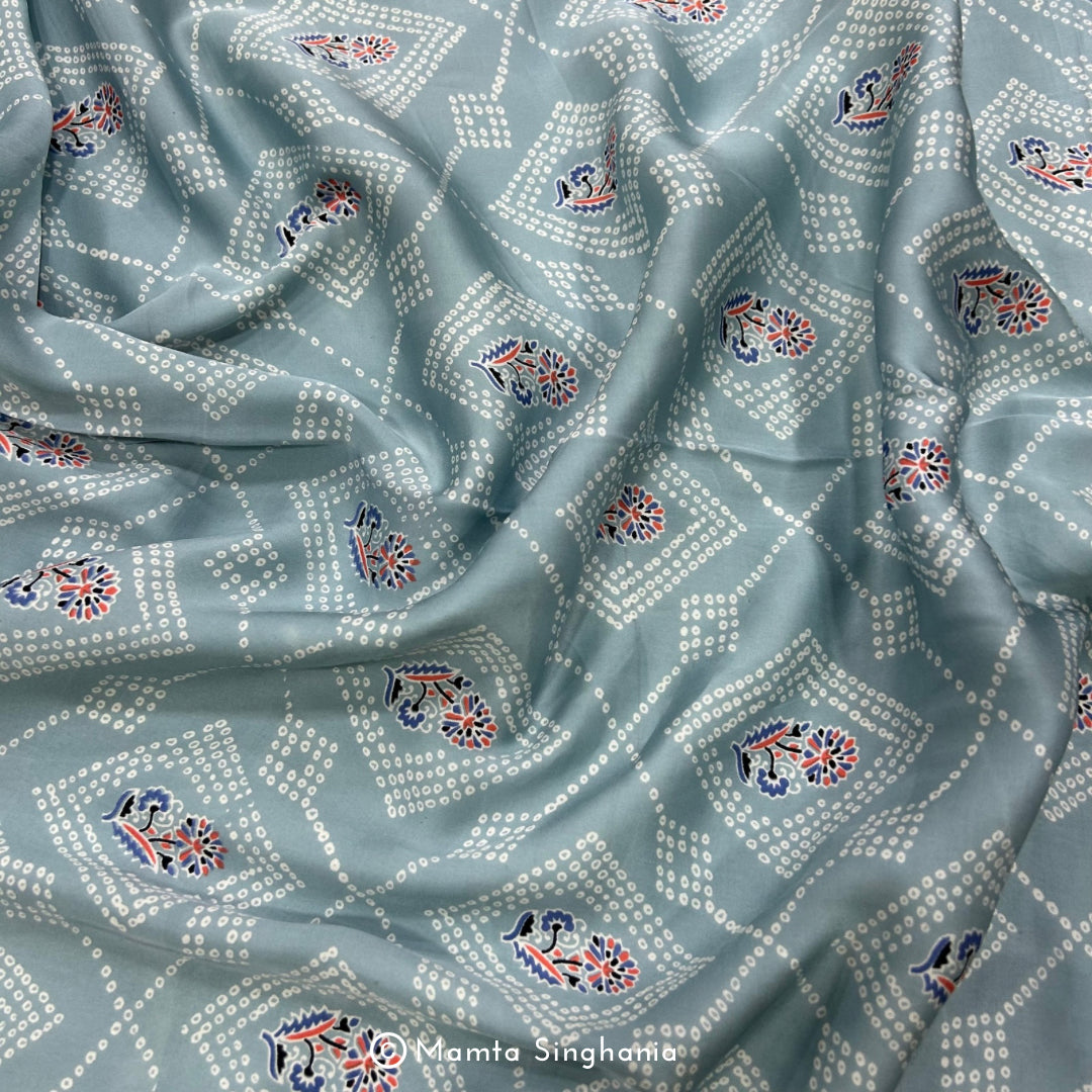 Caroline Blue Printed Modal Satin