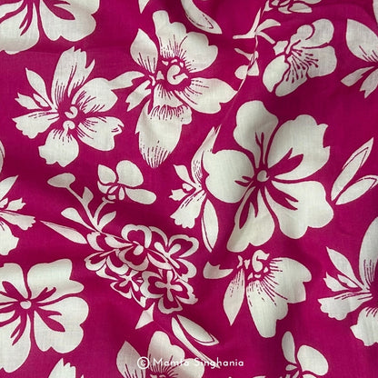 Rani Pink Floral Printed Cotton Fabric