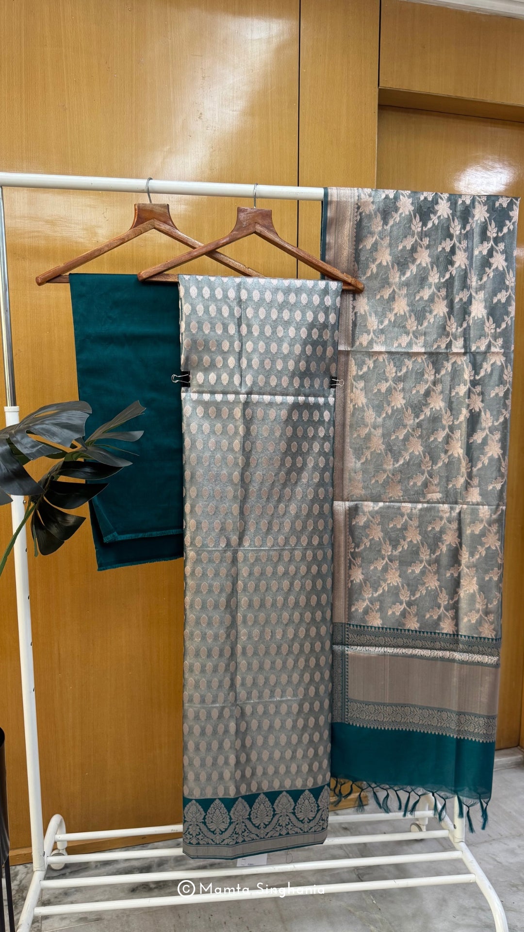 Pine Green Banarasi Brocade Suit Set