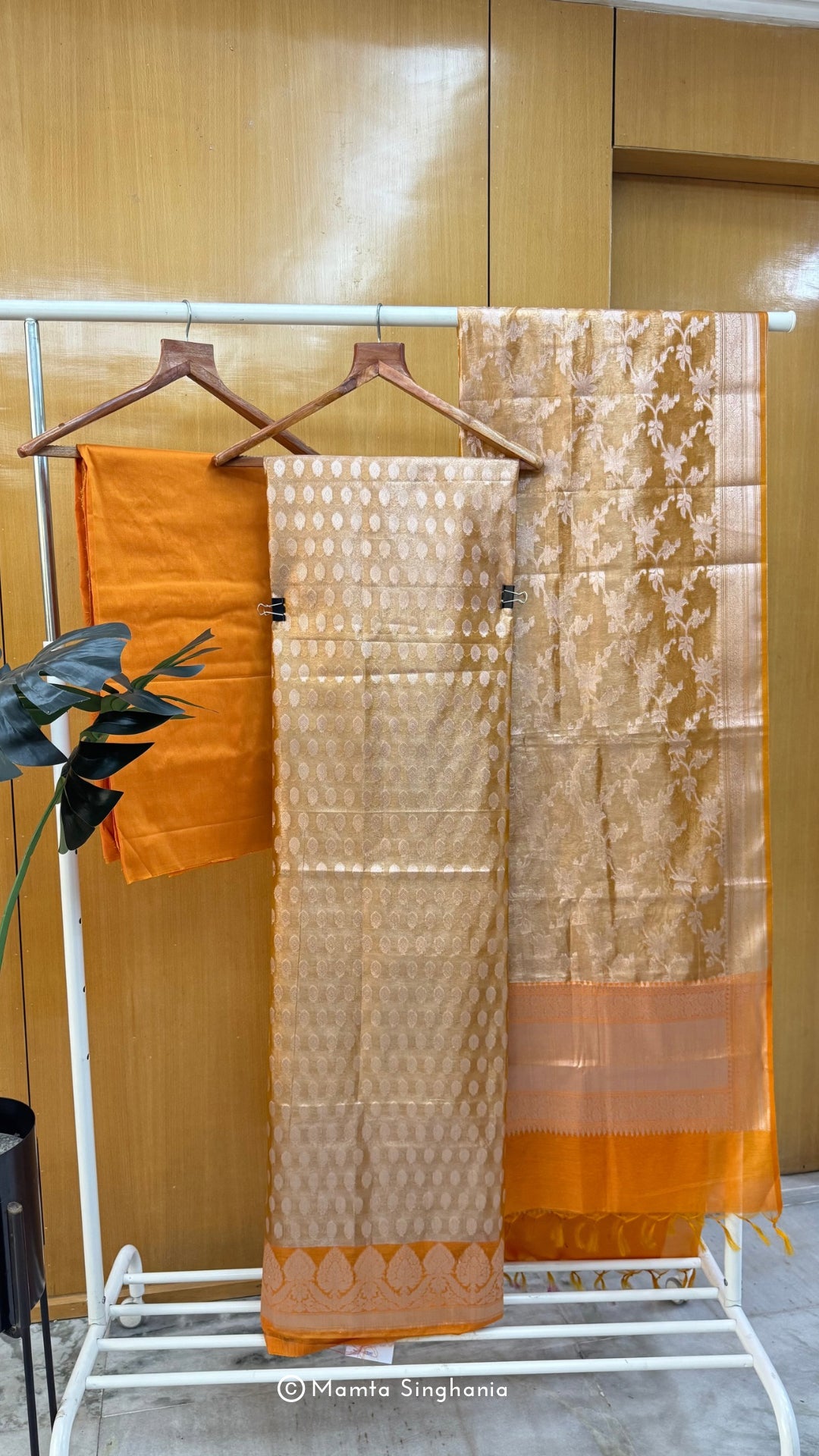Orange Banarasi Brocade Suit Set