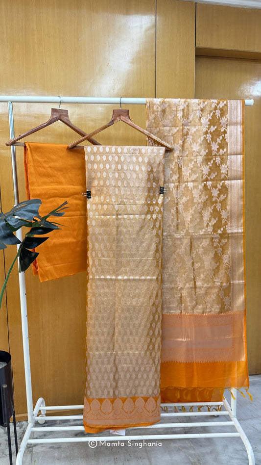 Orange Banarasi Brocade Suit Set