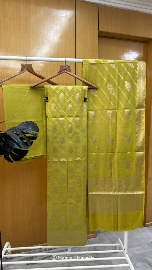 Lemon Green Banarasi Brocade Suit Set