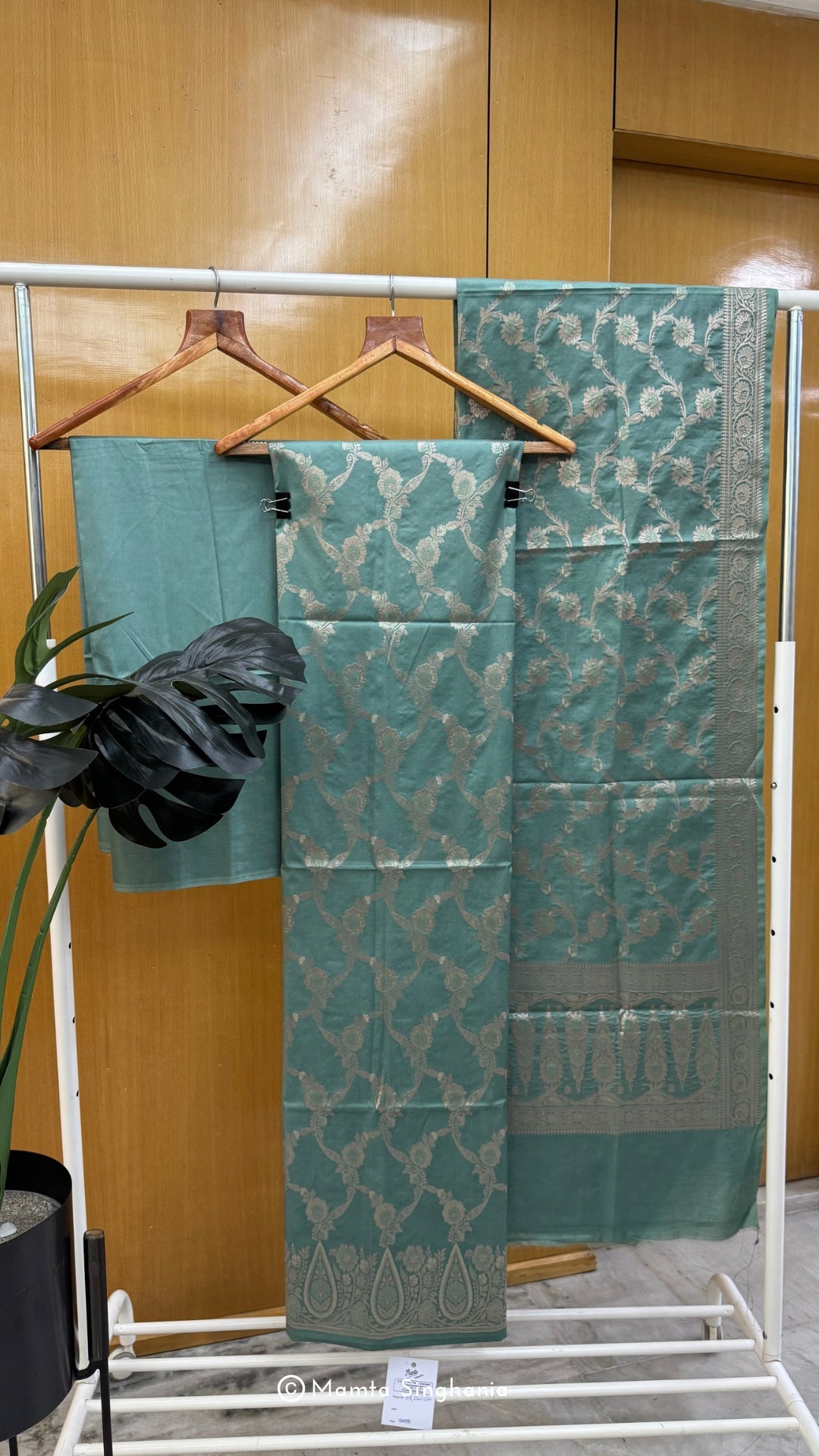 Deep Turquoise Green Banarasi Brocade Suit Set