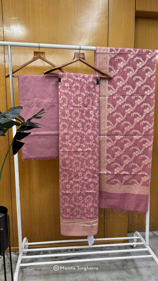 Pastel Pink Banarasi Minakari Jacquard Suit Set