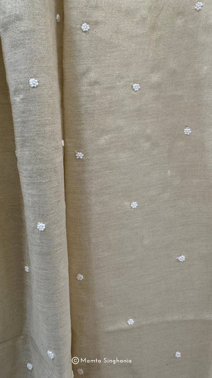Beige Tissue Unstitched Chikankari Suit Set